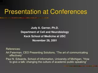 Presentation at Conferences