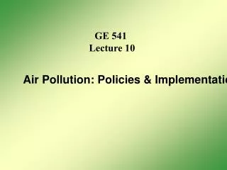 GE 541 Lecture 10
