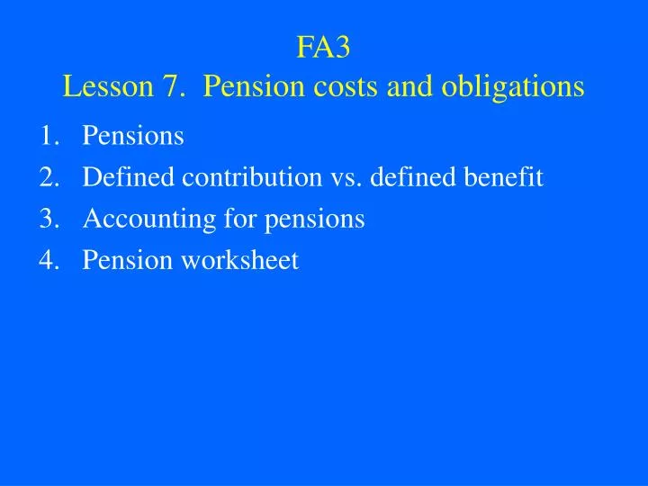 fa3 lesson 7 pension costs and obligations