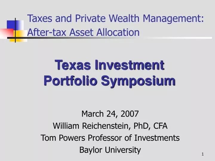 taxes and private wealth management after tax asset allocation
