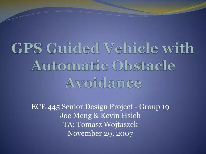 gps guided vehicle with automatic obstacle avoidance