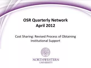 OSR Quarterly Network April 2012