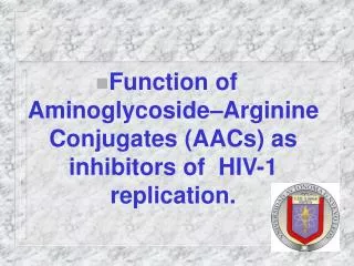 Function of Aminoglycoside–Arginine Conjugates (AACs) as inhibitors of HIV-1 replication.