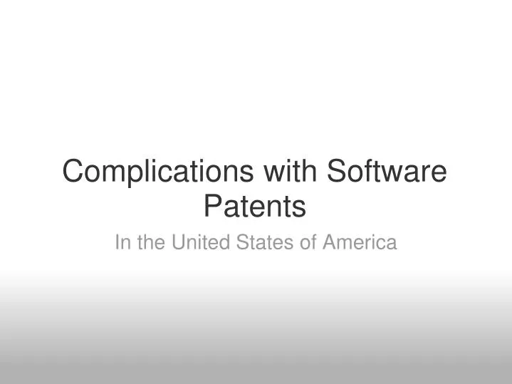 complications with software patents