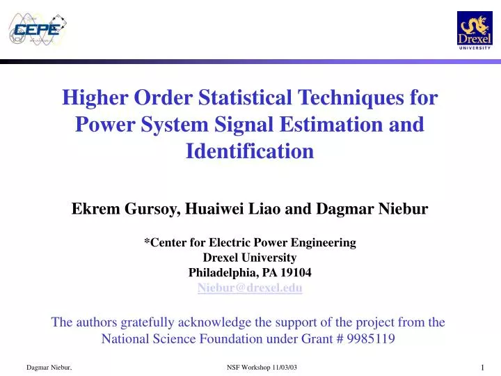 higher order statistical techniques for power system signal estimation and identification