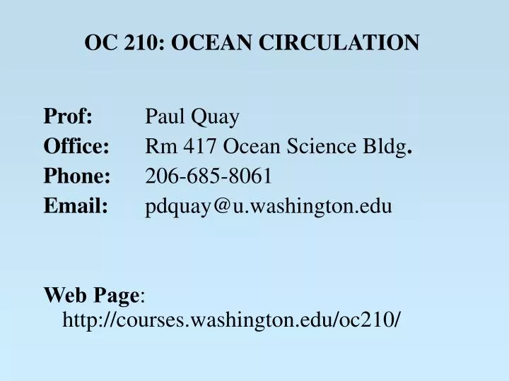 oc 210 ocean circulation