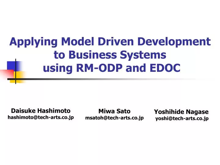 applying model driven development to business systems using rm odp and edoc