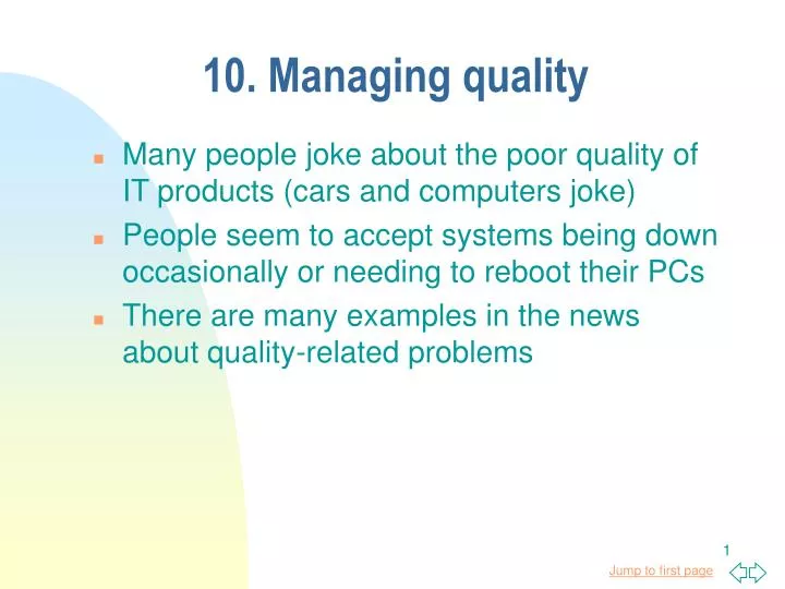10 managing quality