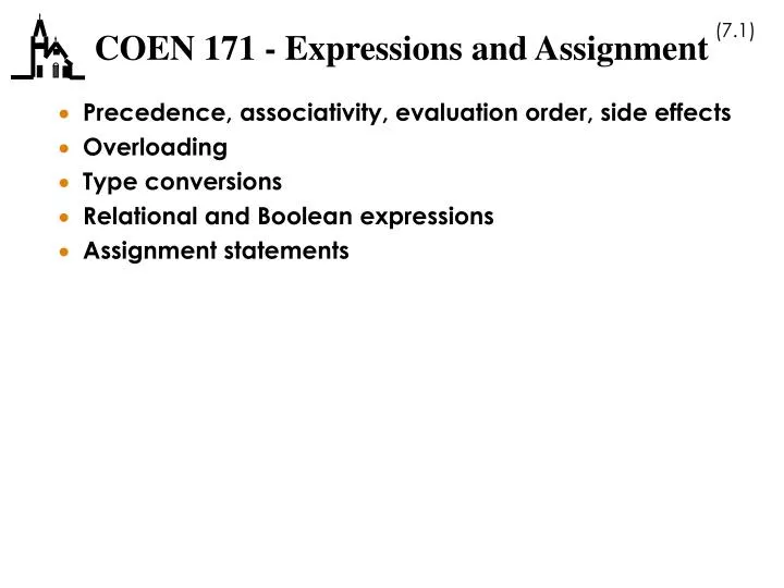 coen 171 expressions and assignment