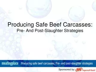 Producing Safe Beef Carcasses: Pre- And Post-Slaughter Strategies