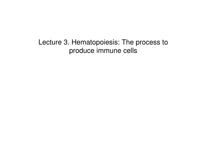 lecture 3 hematopoiesis the process to produce immune cells
