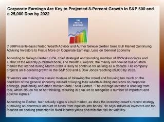 Corporate Earnings Are Key to Projected 8-Percent Growth in