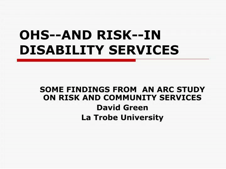 ohs and risk in disability services