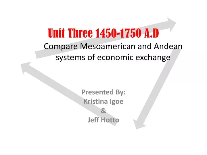 unit three 1450 1750 a d compare mesoamerican and andean systems of economic exchange