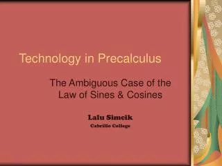 Technology in Precalculus