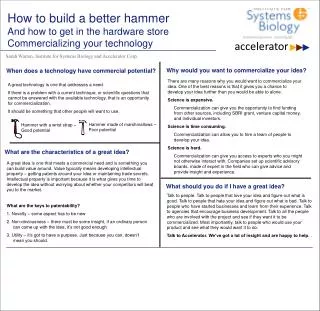 How to build a better hammer And how to get in the hardware store Commercializing your technology