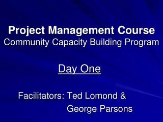 Project Management Course Community Capacity Building Program