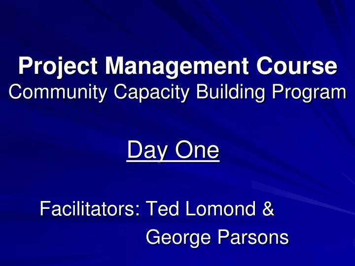 project management course community capacity building program