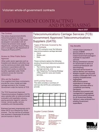 GOVERNMENT CONTRACTING 	AND PURCHASING