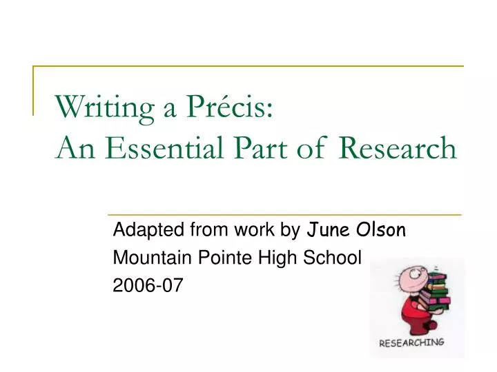 writing a pr cis an essential part of research