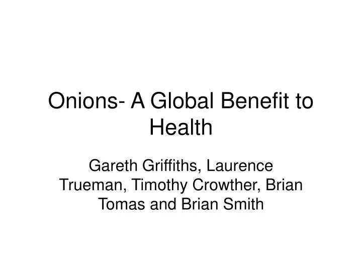 onions a global benefit to health