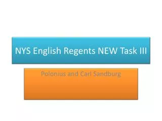 NYS English Regents NEW Task III