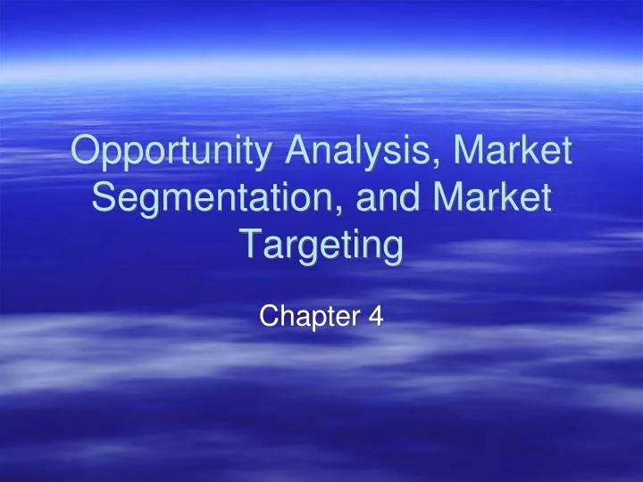 opportunity analysis market segmentation and market targeting