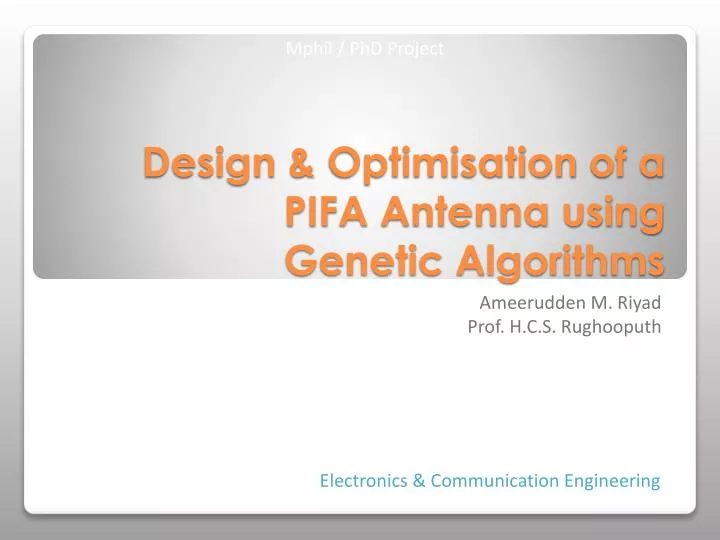design optimisation of a pifa antenna using genetic algorithms