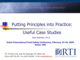 Putting Principles into Practice: Useful Case Studies