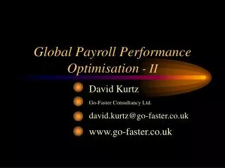 Global Payroll Performance Optimisation - II