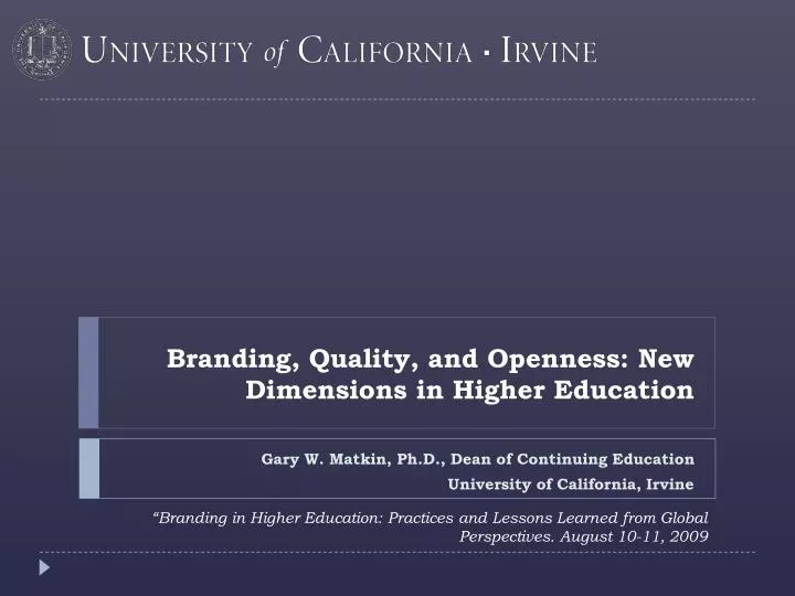 branding quality and openness new dimensions in higher education