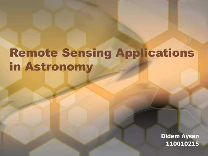 remote sensing applications in astronomy
