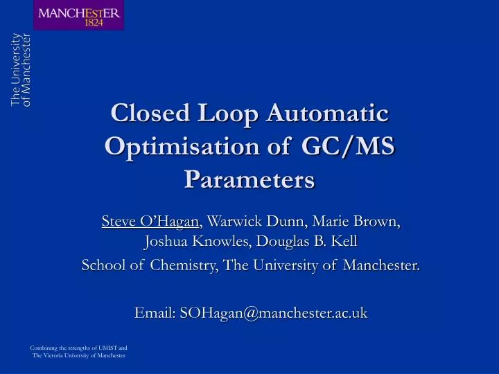 closed loop automatic optimisation of gc ms parameters