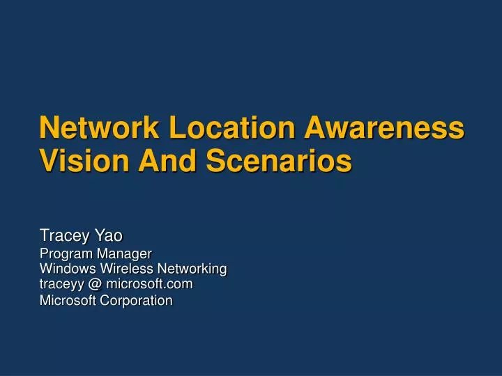 network location awareness vision and scenarios