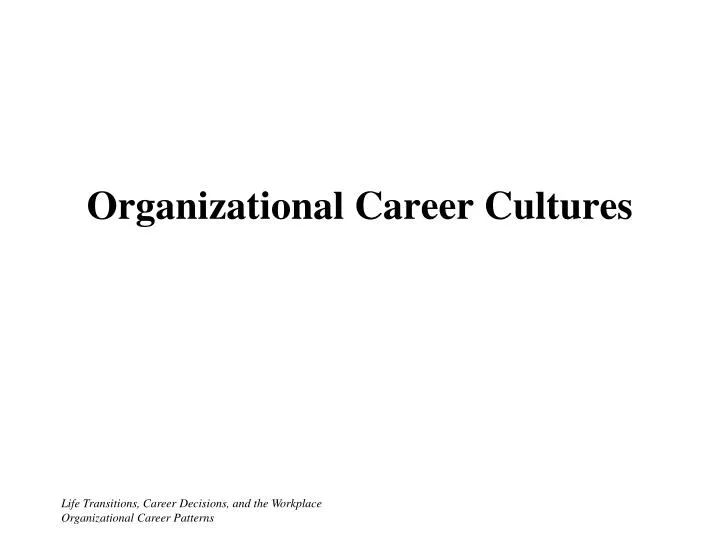 organizational career cultures