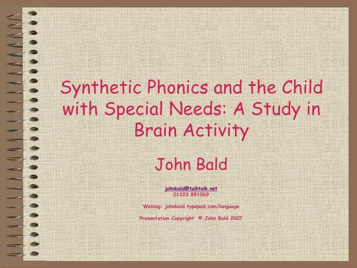 synthetic phonics and the child with special needs a study in brain activity