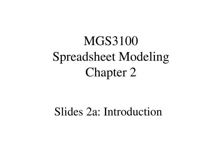mgs3100 spreadsheet modeling chapter 2