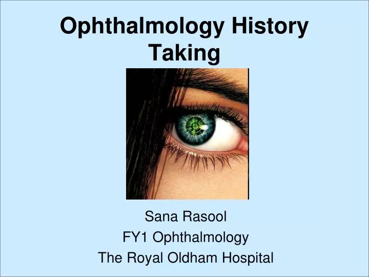 ophthalmology history taking