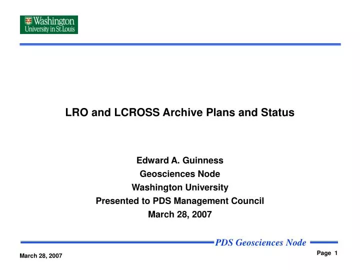 lro and lcross archive plans and status