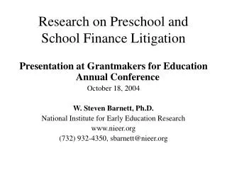 Research on Preschool and School Finance Litigation
