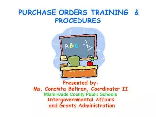 PURCHASE ORDERS TRAINING &amp; PROCEDURES