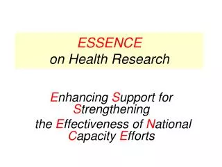 ESSENCE on Health Research