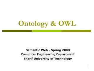 Ontology &amp; OWL