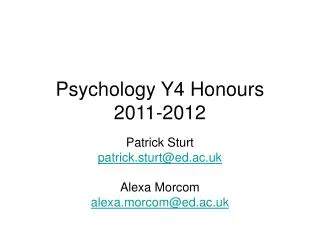 Psychology Y4 Honours 2011-2012