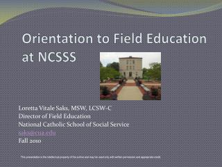 Orientation to Field Education at NCSSS