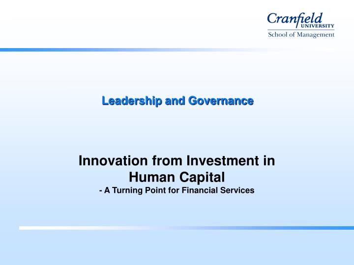 leadership and governance