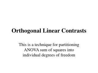 Orthogonal Linear Contrasts