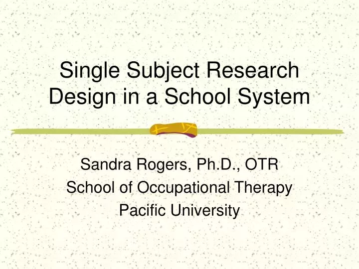 single subject research design in a school system
