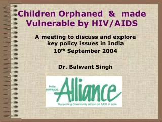 Children Orphaned &amp; made Vulnerable by HIV/AIDS