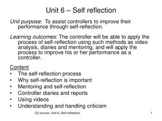 Unit 6 – Self reflection